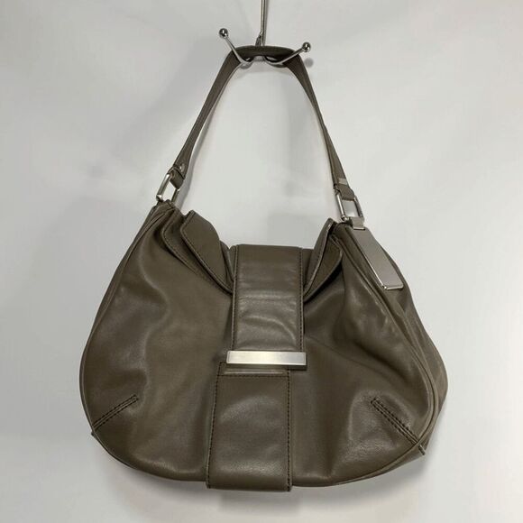 Banana Republic Leather Top Handle Magnetic Closure Hobo Bag Gray taupe color - Picture 1 of 10